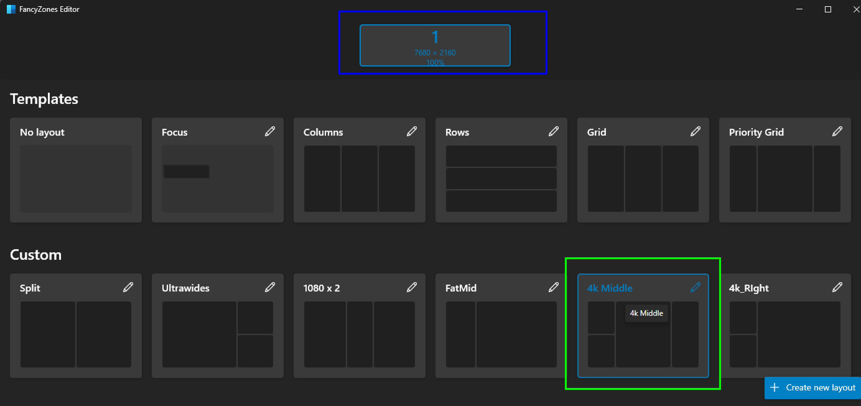 FancyZones Custom Layout